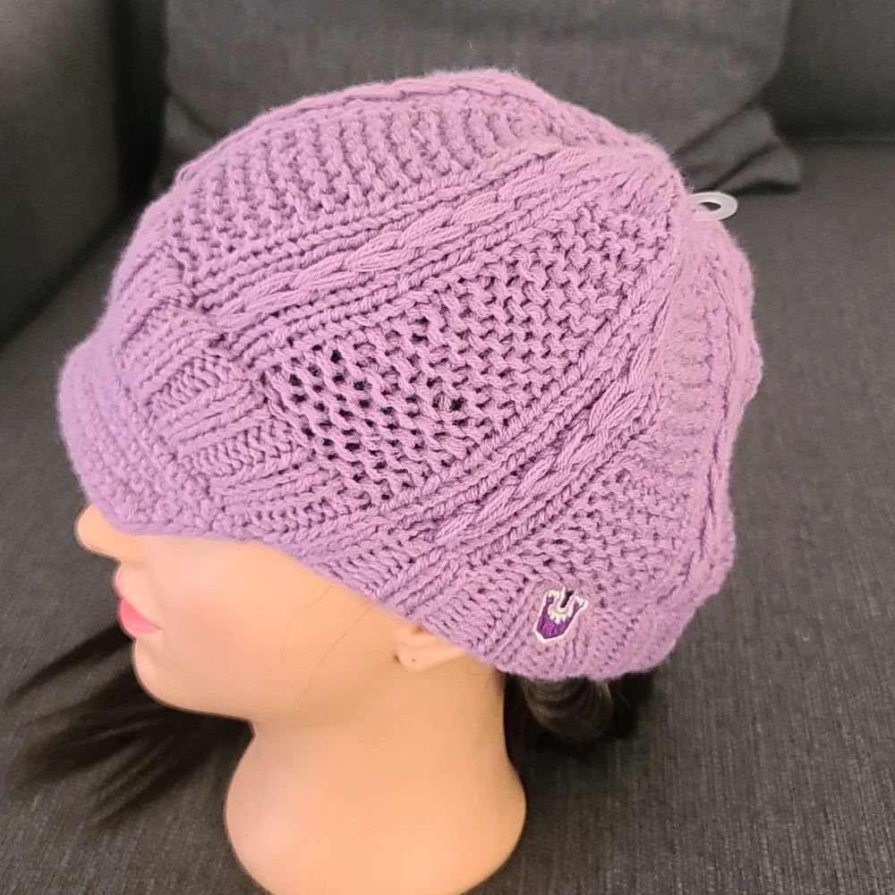 Goorin Bros Cableknit Crochet Soft Small Brim Beanie Hat Kids Girls M L